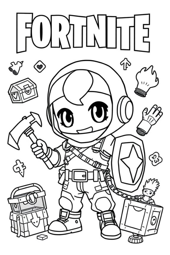 Fortnite Chibi Style Coloring Sheet