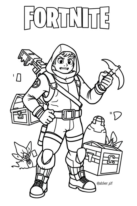Fortnite Simple Line Art Coloring Sheet