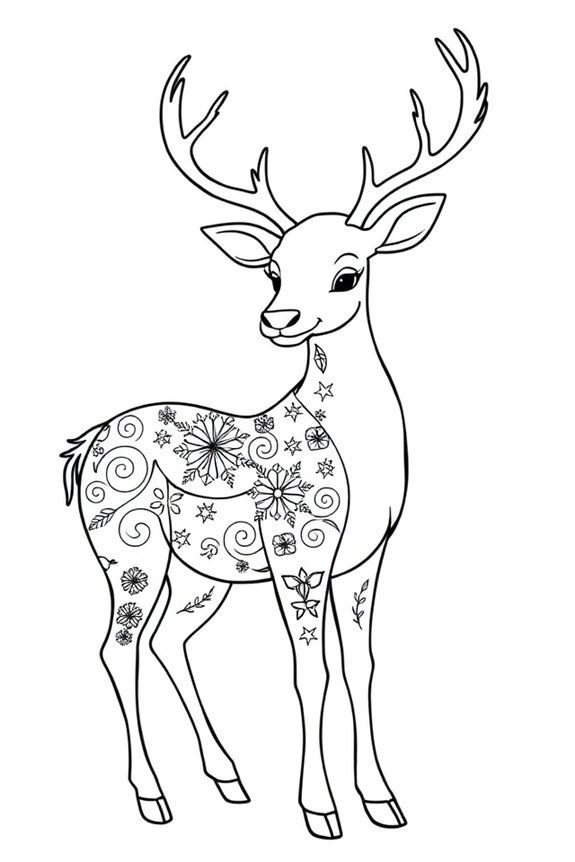 Reindeer Line Art Coloring Sheet