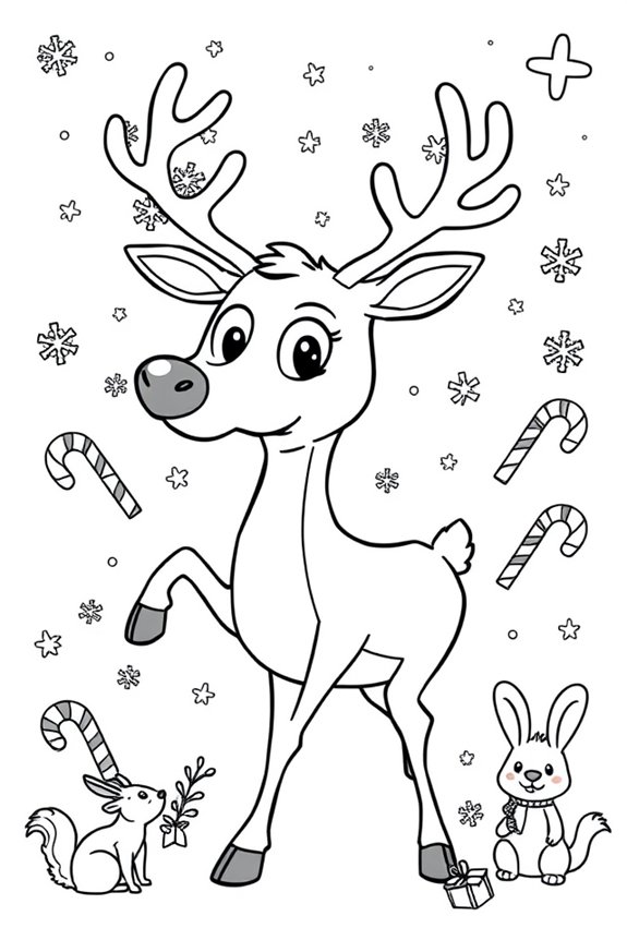 Playful Reindeer Coloring Sheet