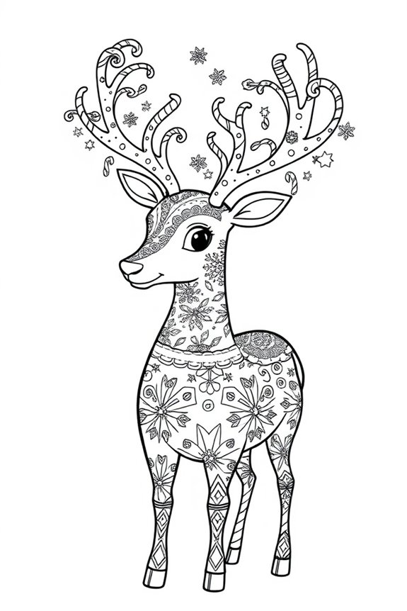 Decorative Reindeer Coloring Sheet