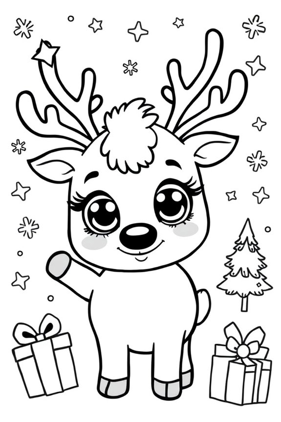 Chibi Reindeer Coloring Sheet