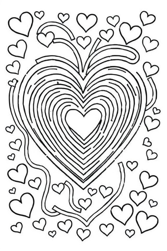 Heart Maze Coloring Sheet