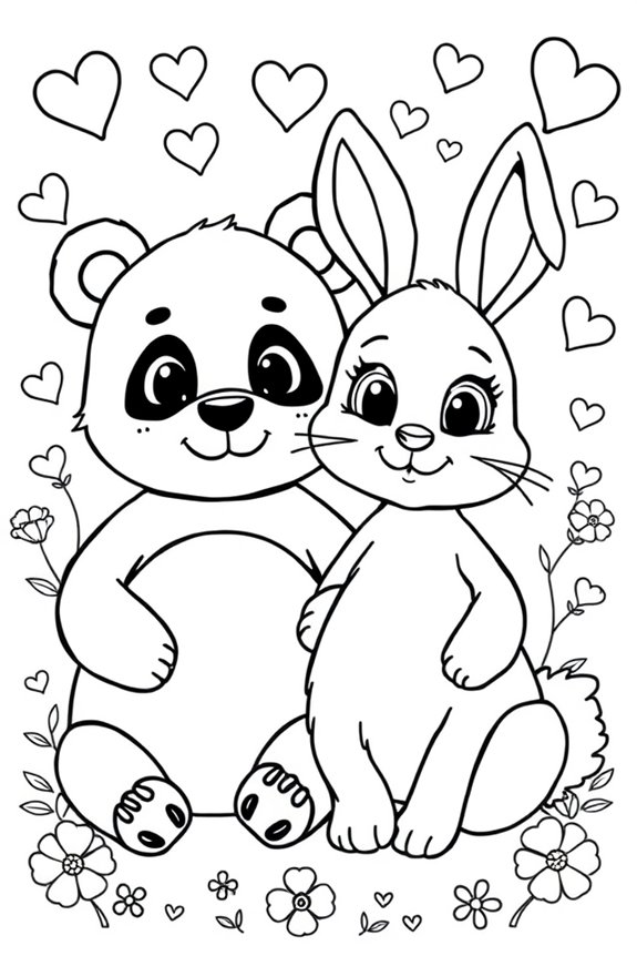 Cute Love Animals Coloring Sheet