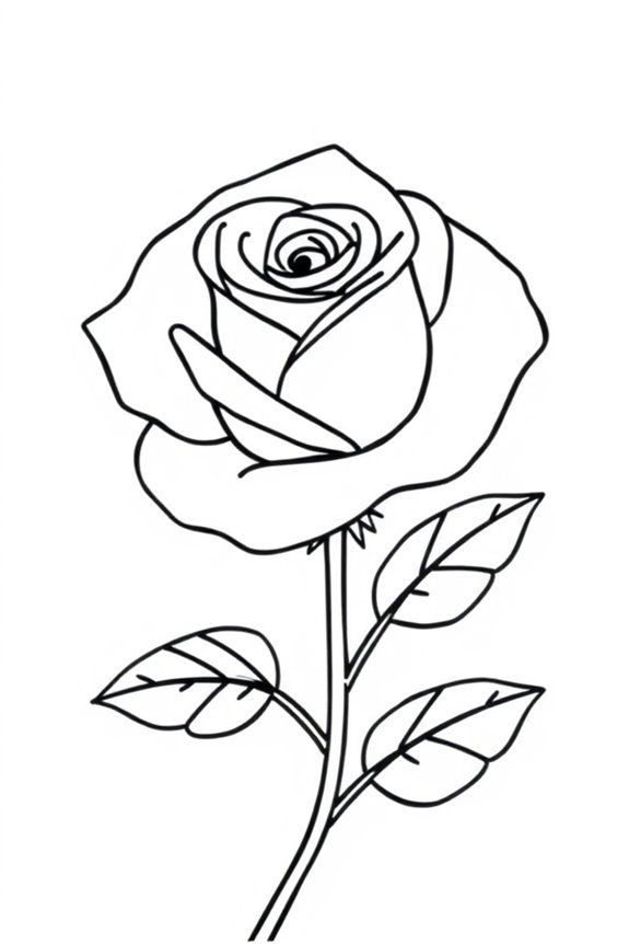 Simple Rose Flower Coloring Sheet