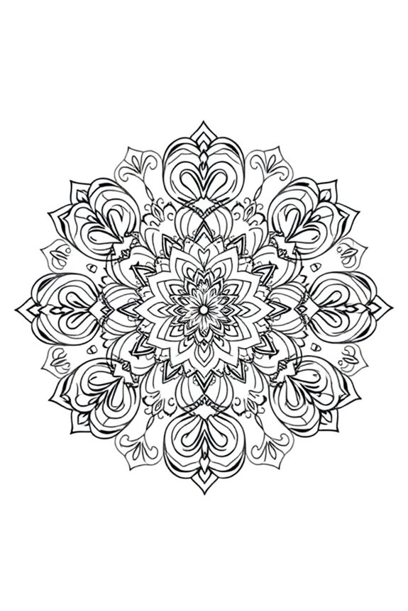 Rainbow Heart Mandala Coloring Sheet