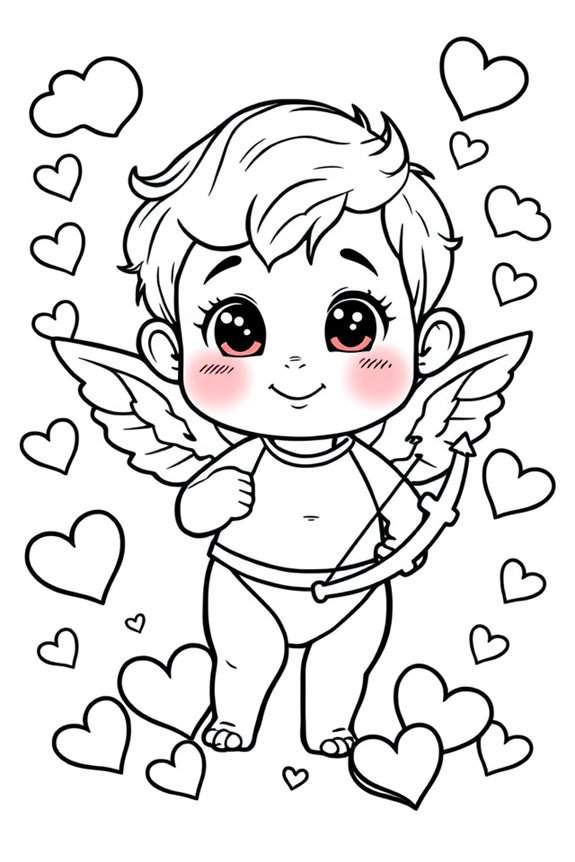 Adorable Cupid Coloring Sheet