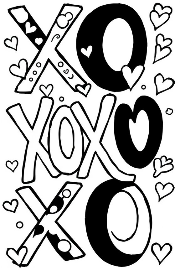 XOXO Typography Coloring Sheet