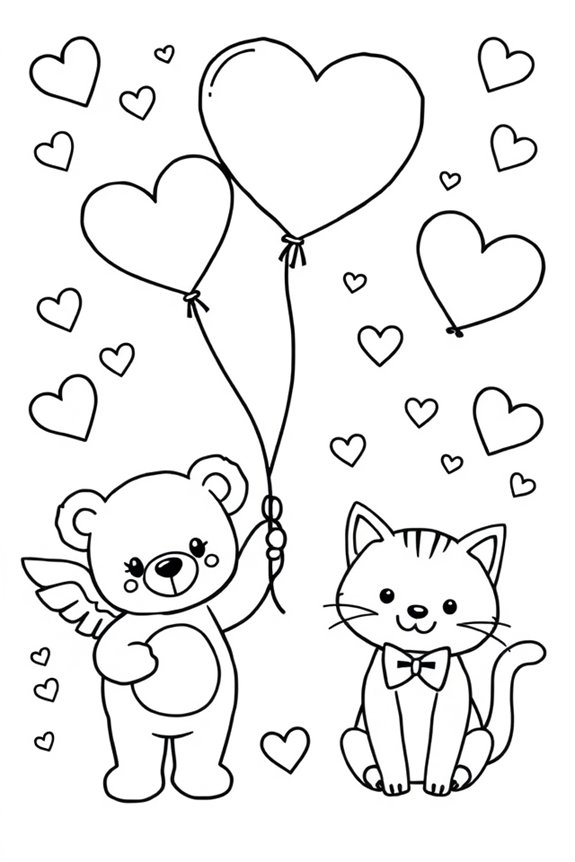 Simple Valentine's Day Characters Coloring Sheet