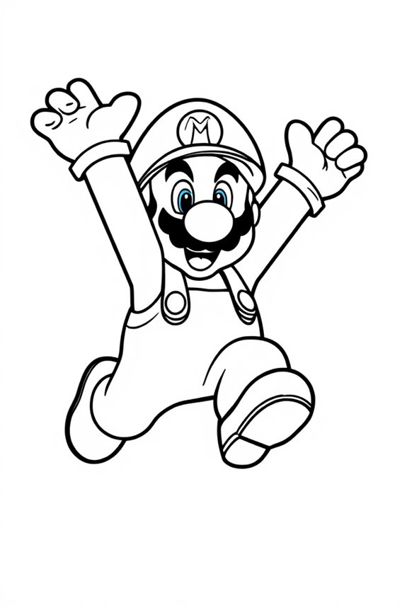 Mario Jumping Coloring Sheet